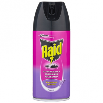Raid-aerosoli ryömiä ja lentäviä hyönteisiä laventelin tuoksulla