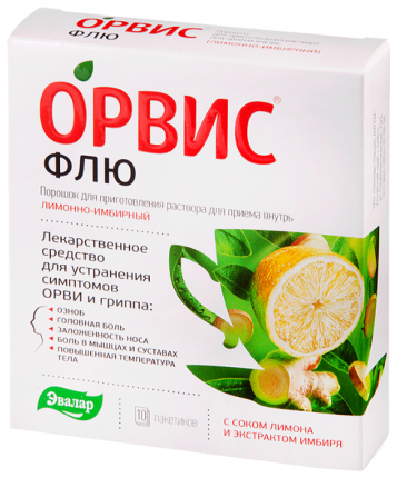 Evalar Orvis grippe depuis. pour inviter r-ra d / int. prendre un paquet de citron-gingembre. 4,95 g # 10